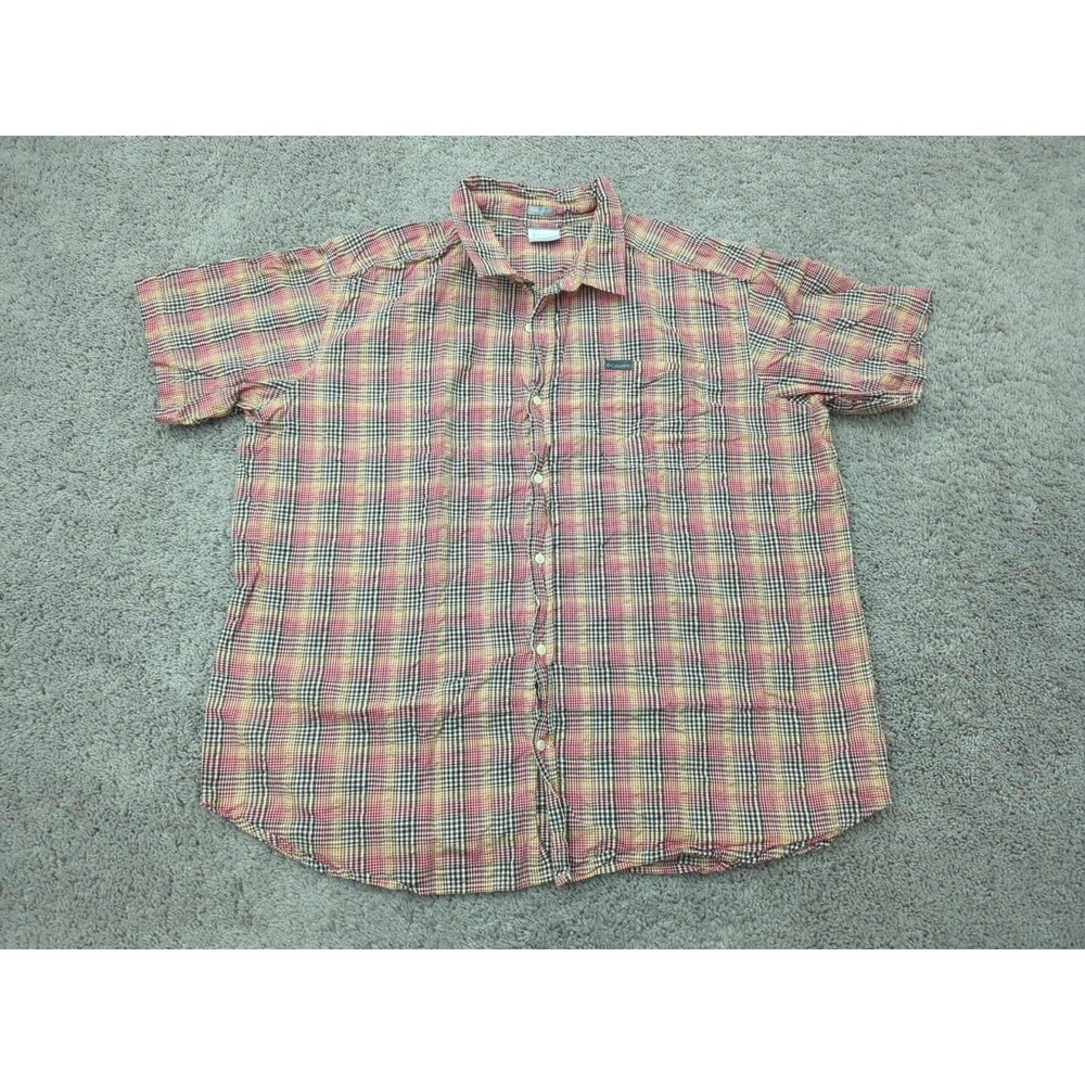 Columbia Button Up Shirt Mens XXL Plaid Short Sleeve Regular Fit Preppy Casual